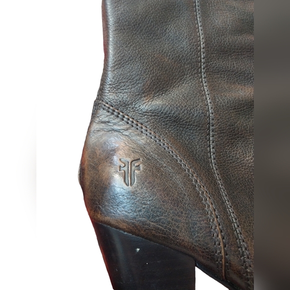 Frye Regina zip High Heel Tall Western Boots brown Leather size 7 - Picture 5 of 11